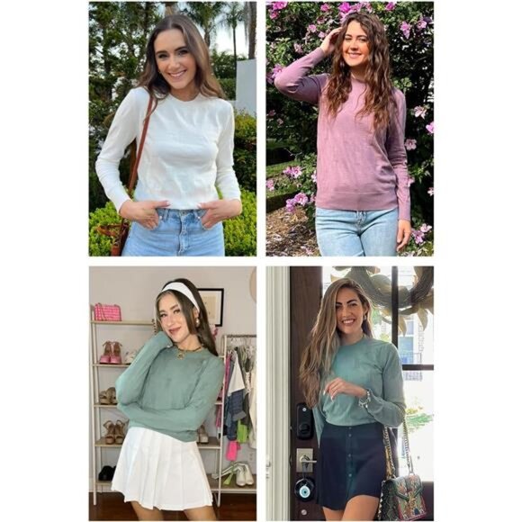 Women's Soft Knit Sweater Fall Dressy Casual Pullover Tops - Picture 4 of 6